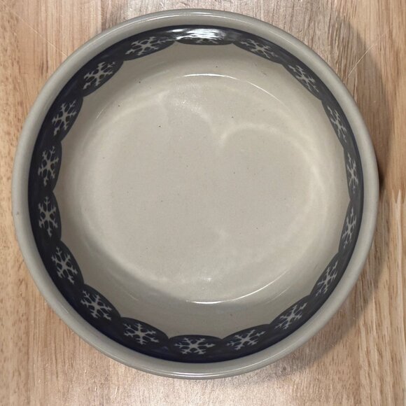 Boleslawiec Handmade SNOWFLAKES Cereal Bowl & Salad Plate Blue and White - Picture 4 of 8